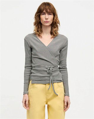 2x2 Cotton Stripe Susi Bluse - Black/Vanilla Ice